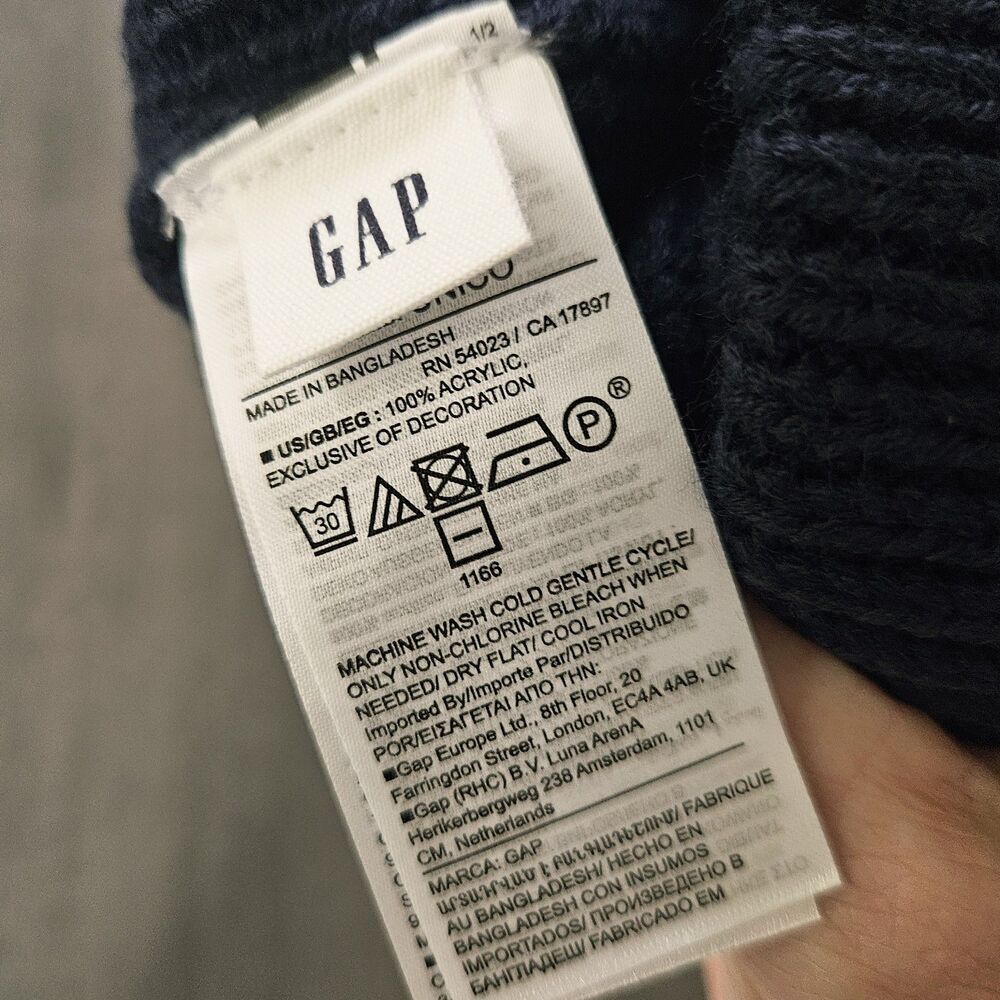 GAP Beanie Hat Toboggan Ribbed Navy Blue Women's OSFM One Size Embroidered - Picture 3 of 3
